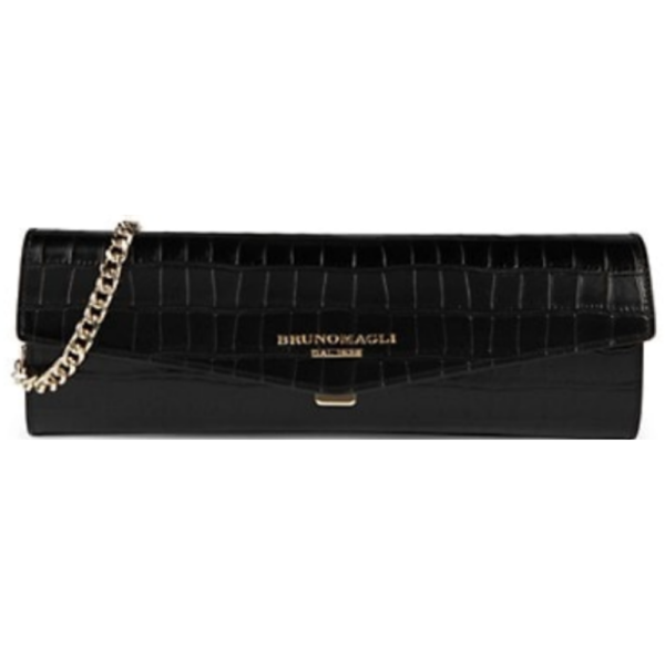 Bruno Magli Crocodile-Embossed Leather Envelope Clutch