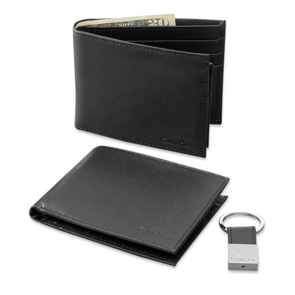 Calvin Klein Leather Bookfold Wallet and Key Fob Set