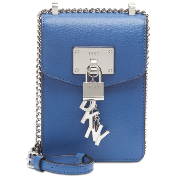 DKNY Elissa Pebble Leather Charm Chain Strap Crossbody