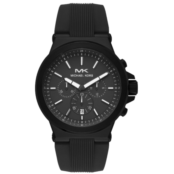 Michael Kors Men's Chronograph Dylan Black Silicone Strap Watch 45mm