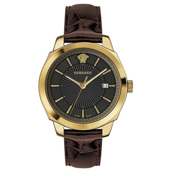 Versace Ion Classic Gent Goldtone IP Stainless Steel & Croc-Embossed Leather Strap Watch